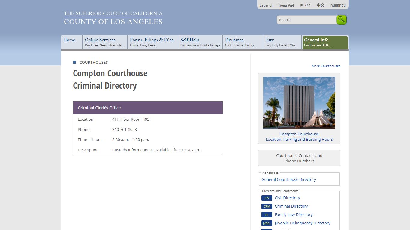 Courthouses in Los Angeles County - Contacts and Locations - LA Court